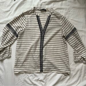 Boho lightweight embroidered cream blouse